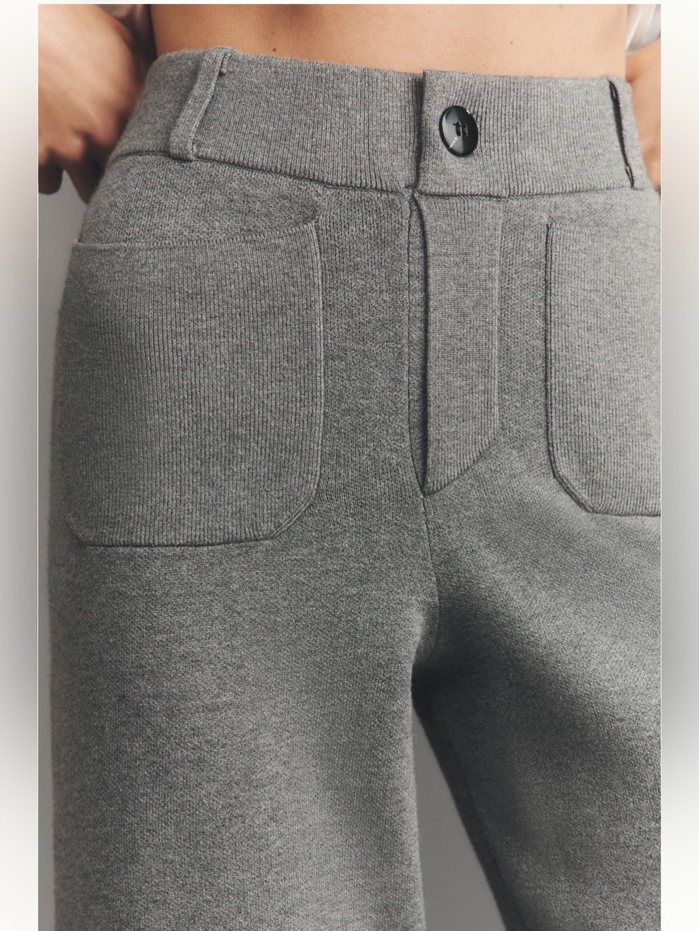 Mauve Wide Leg Gray Knit Pants- Small - Picture 4 of 6
